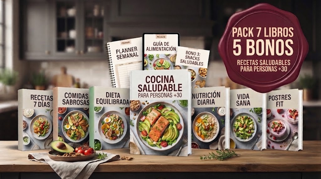 Pack Cocina Saludable +30 con 7 libros digitales y bonos
